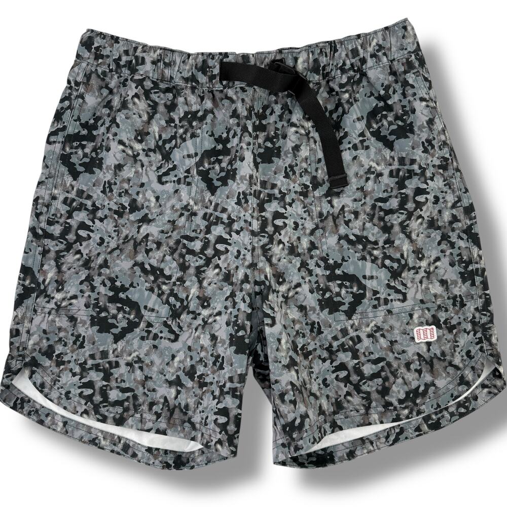 Topo Designs 6" River Shorts Mens Size Medium Abstract Camo Slate Nebula Print